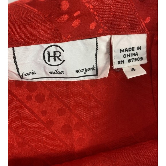 CHR Womens Size 4 Red 100% Silk Skirt Pencil Subtle Stripes Dots Party VTG - Picture 3 of 7